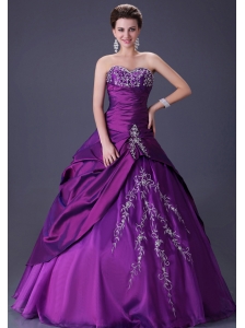 Cheap Cute Purple Color Quinceanera Ball Gown with Silver Embroidery