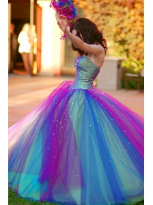 Beautiful Ball Gown Beaded Tulle and Satin 2012 Quinceanera Dress