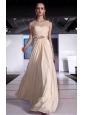 Champagne Empire Scoop Floor-length Chiffon Beading and Ruch Prom / Graduation Dress