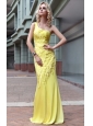 Yellow Column / Sheath One Shoulder Floor-length Prom / Pageant Dress