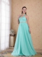 Popular Light Blue Empire Halter Floor-length Tulle Beading Prom Dress