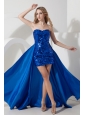 Detachable Royal Blue Prom Dress Mini-length Sequin