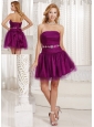 Custom Made Purple A-line Homecoming Dress And Gown WithTulle Beading in Summer