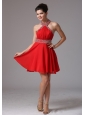 2013 Halter Beading and Ruch Stylish Homecoming Dress With Mini-length In Colorado