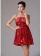 Custom Made Wine Red Empire Sequined Homecoming Dress Mini-length In California