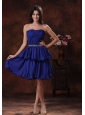 Mini-length Royal Blue Chiffon Short Prom Dress For Homecoming With Beaded Decorate Waist In Tucson Arizona