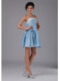 Simple A-Line / Princess Taffeta Strapless Mini-length Light Blue Homecoming Dress