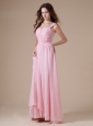 Baby Pink Chiffon Sweetheart Straps Ruch Prom Dress Dress For Custom Made