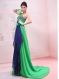 Bowknot Empire Strapless Chiffon Green Brush / Sweep Prom Dress