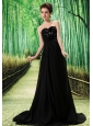 Black Stylish El Tigre Prom Dress Hand Made Flower and Ruch