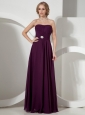 Burgundy Strapless Neckline Mother Of The ride Dress With Beaded Decorate