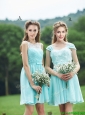 Discount  Mint Short Prom Dresses  with Appliques and Belt