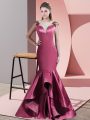 Fine Sleeveless Sweep Train Beading and Appliques Side Zipper Homecoming Dress